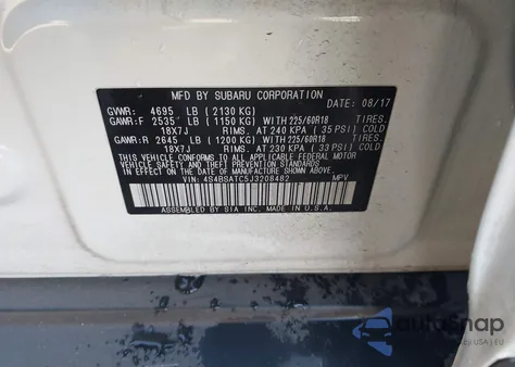 2018 Subaru Outback 2.5I Touring из США, поврежденный, VIN 4S4BSATC5J3208482